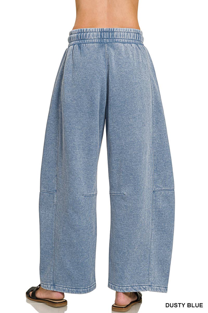 Barrel Leg Washed Sweatpants w/ Pockets