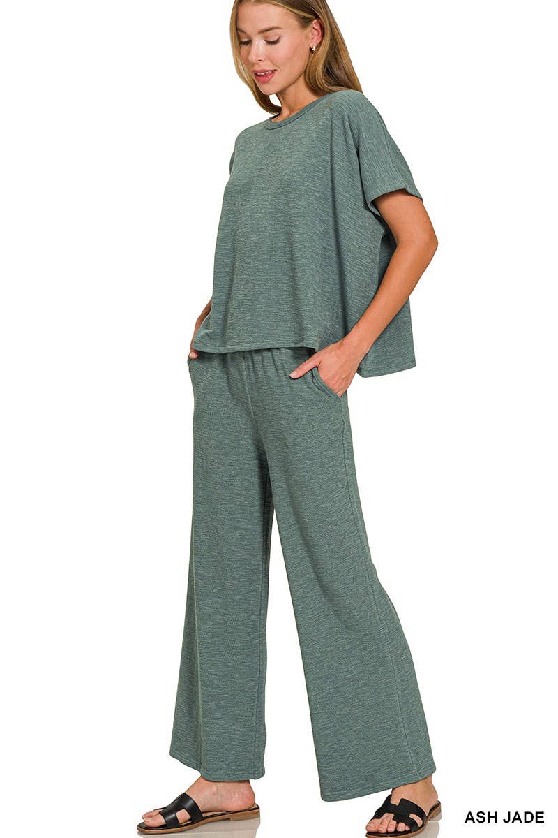 Cotton Slub Top And Pants Set