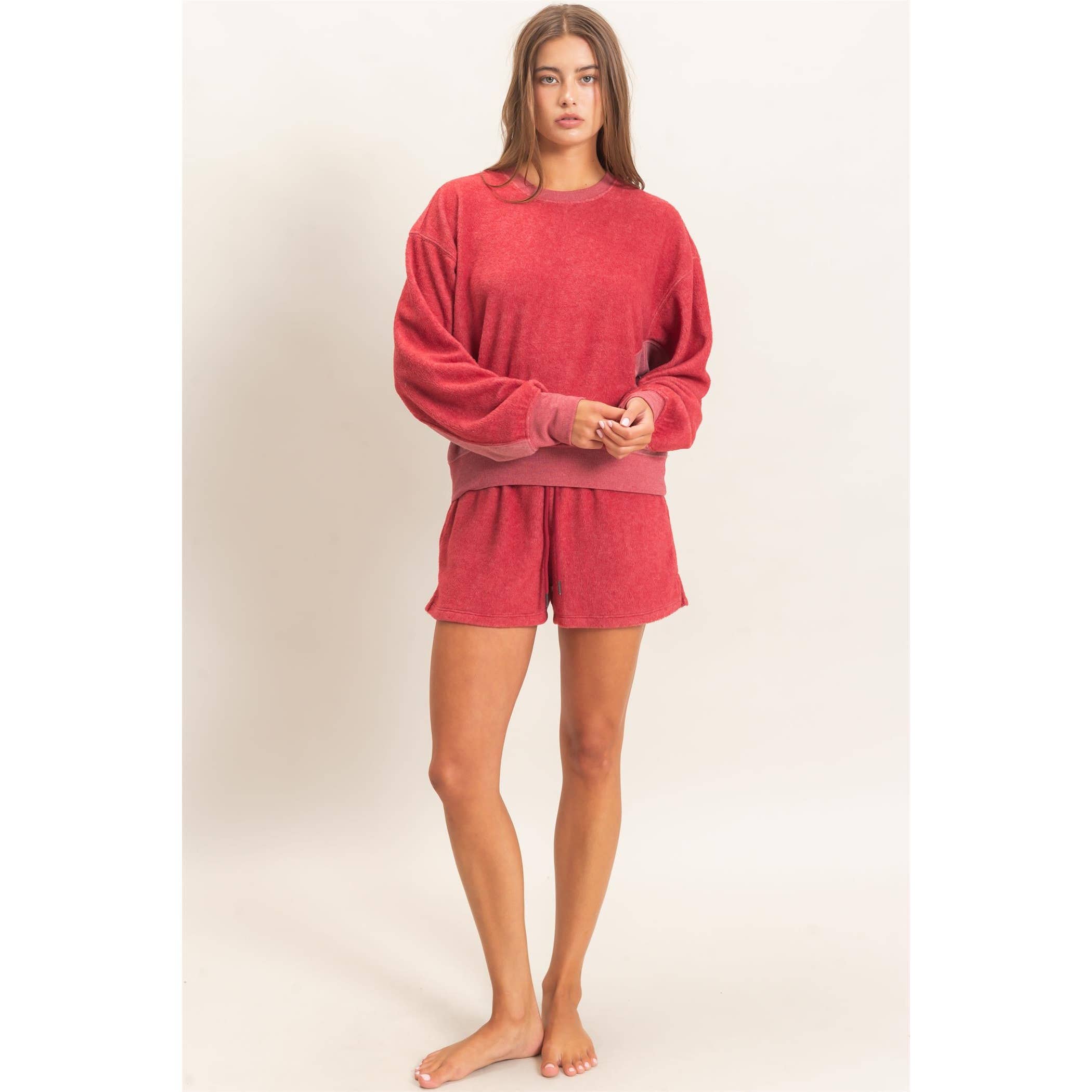 Contrast Sweatshirt & Shorts Set