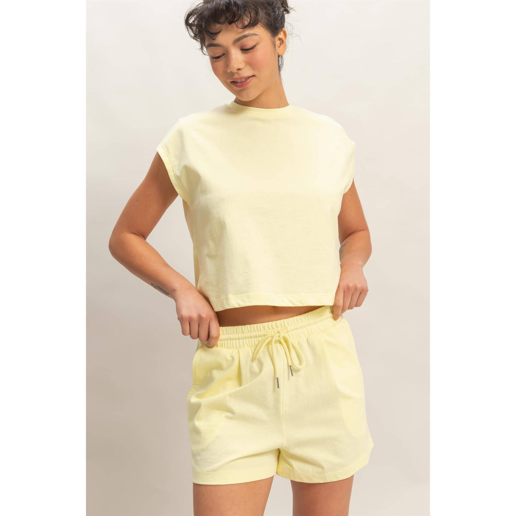 Cap Sleeve Boxy Top And Shorts Set
