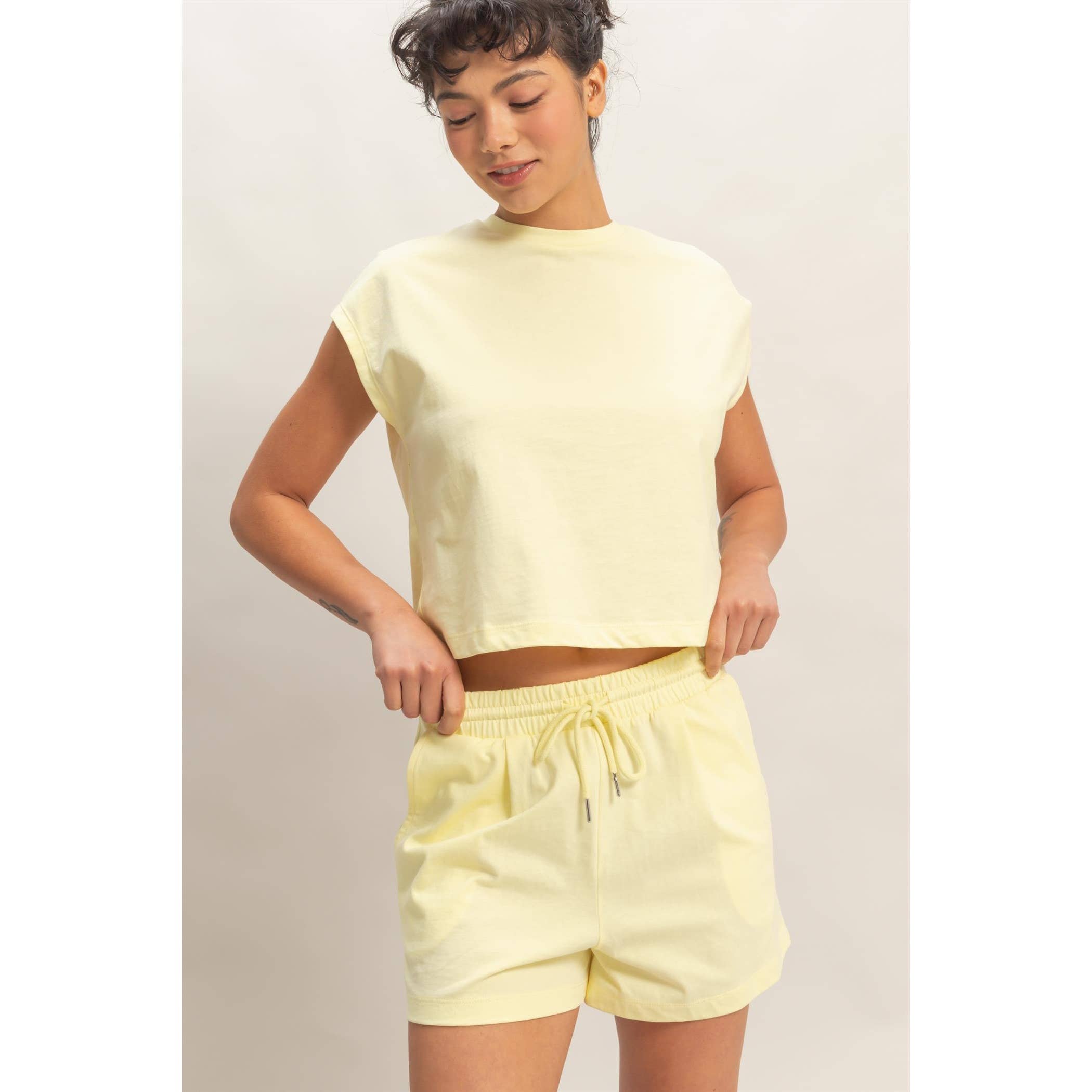 Cap Sleeve Boxy Top And Shorts Set