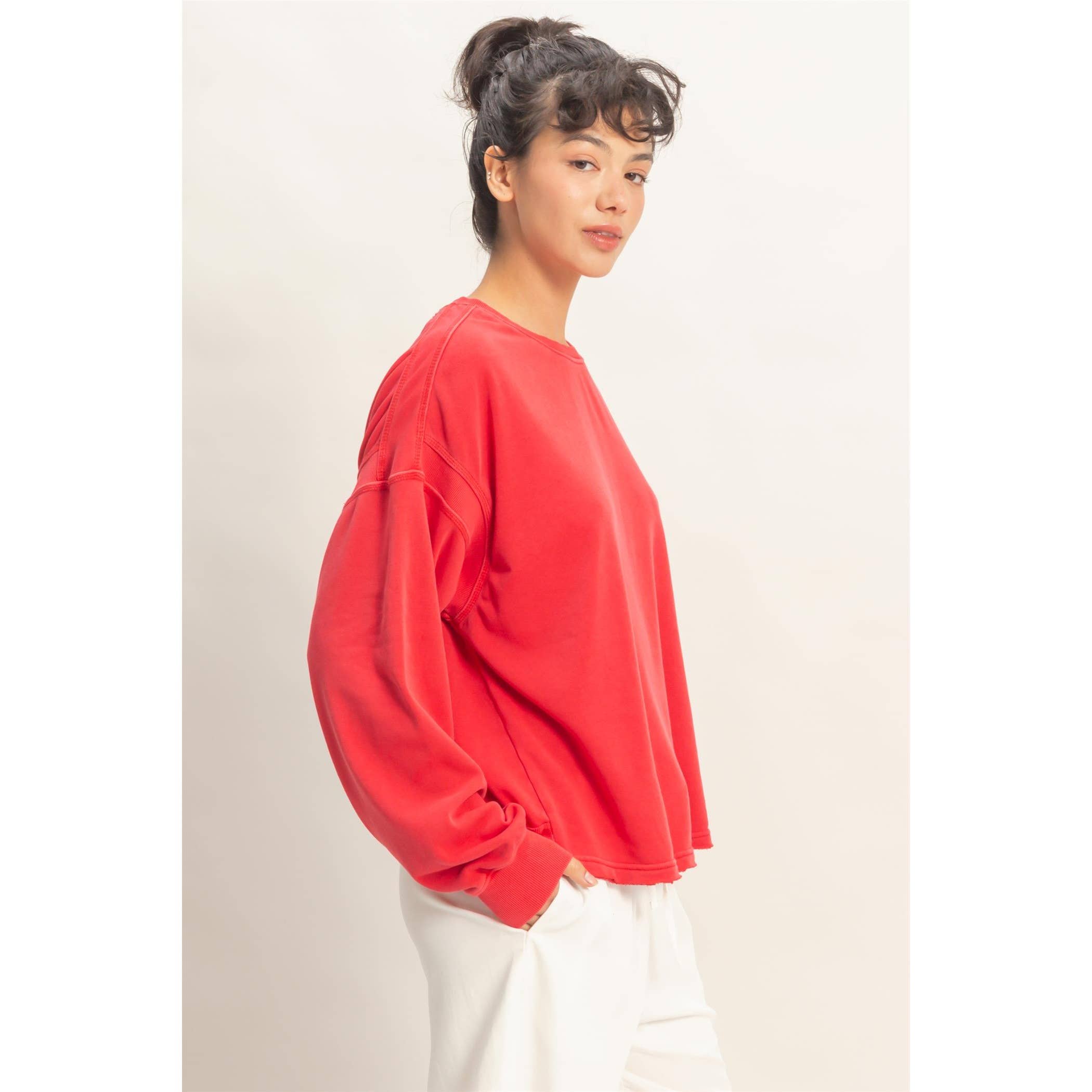Oversized Cross Detail Open Back Sweatshirt