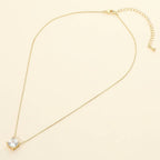 18K Gold Dipped Cushion Cut Crystal Pendant Necklace