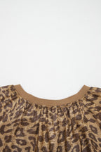 PRETTY BASH Metallic Leopard 3/4 Sleeve Blouse