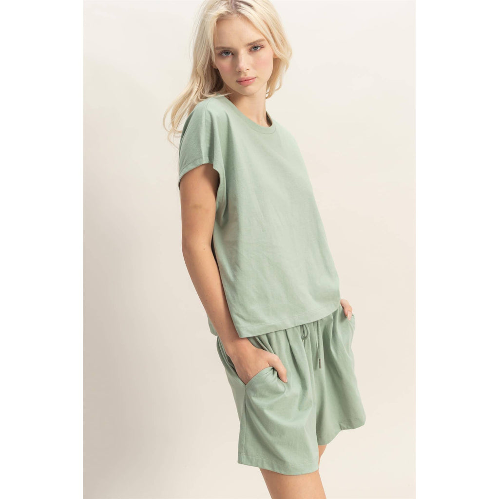 Cap Sleeve Boxy Top And Shorts Set
