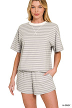 Spring Striped Cotton Tee & Shorts Set
