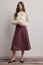 Sheer Lace Tie Neck Blouse FT0059