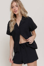 Short Sleeve Resort Collar Shirt & Waistband Shorts Set