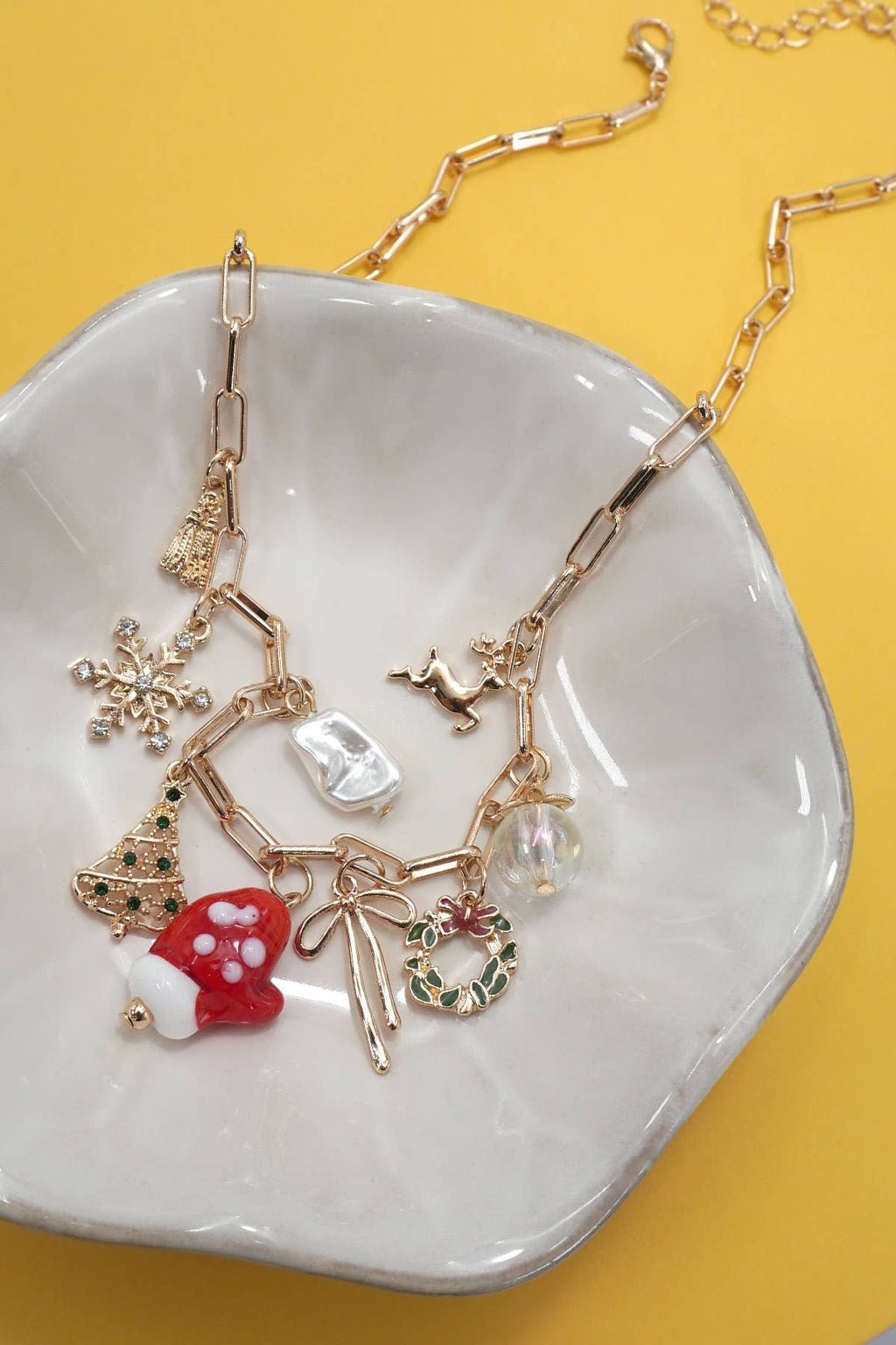 CHARM NECKLACE-CHRISTMAS TREE MITTEN RUDOLPH