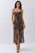 LD57179P - PRINTED MESH MAXI LINED TANK FIT AND FLARE DRESS