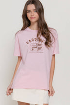 Short Sleeve Crew Neck Embroidery Crew Neck Top
