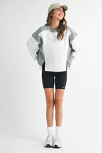 9106FK Colorblock Terry Pullover Sweatshirt
