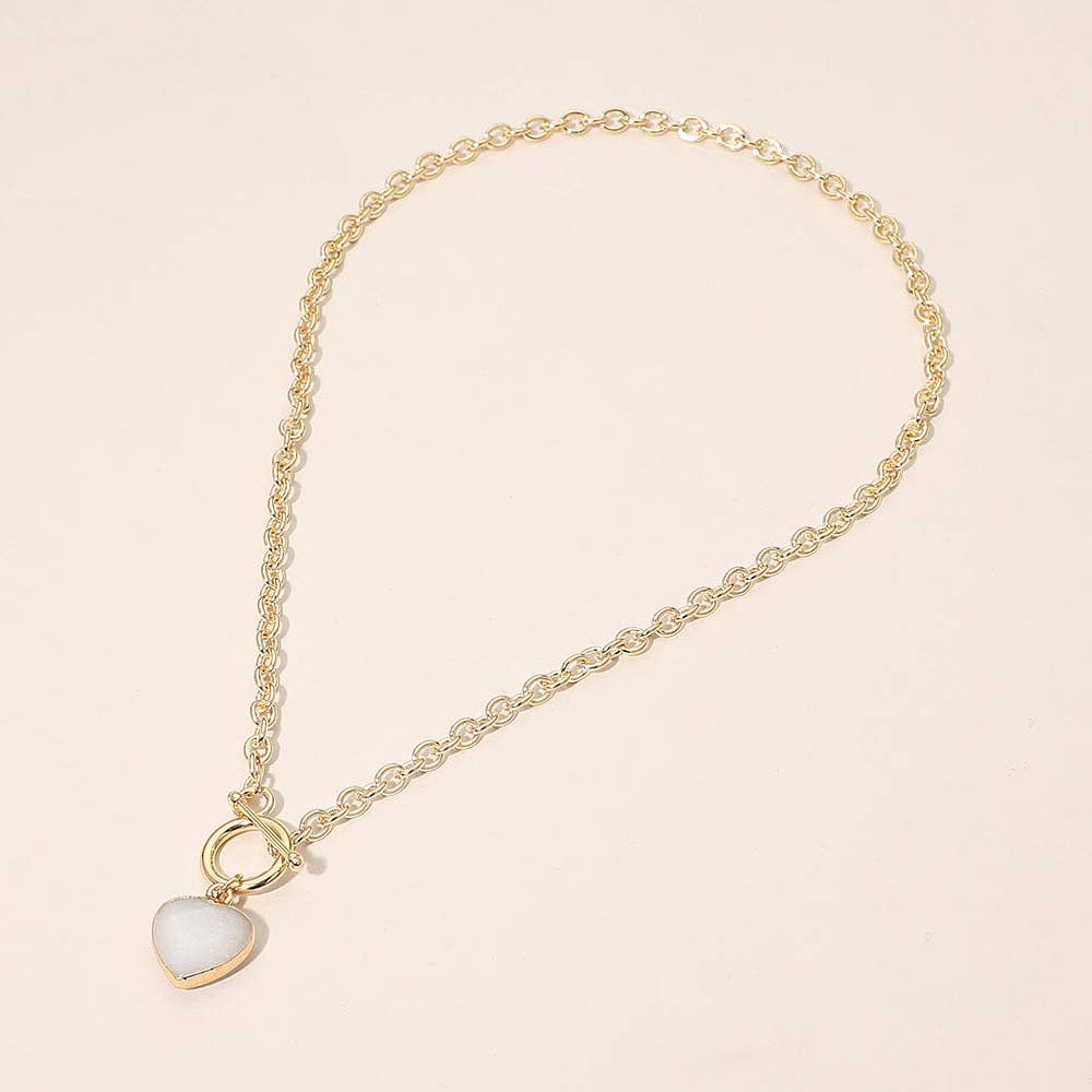 Heart Charm Pendant Toggle Necklace