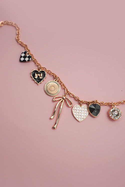 Bow Checker Necklace