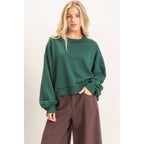Ribbed Crew Neck Sweatshirt