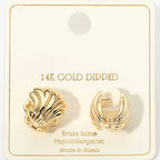 14K Gold Dipped Shell Huggie Earrings