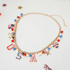 American USA Flag Star Necklace