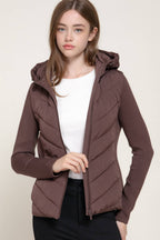 Hight Neck Adjustable Hoodie Quilted Puffer Jacket