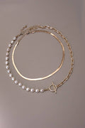 MIX PEARL LINK CHAIN MULTI LAYER NECKLACE | 10N3032438