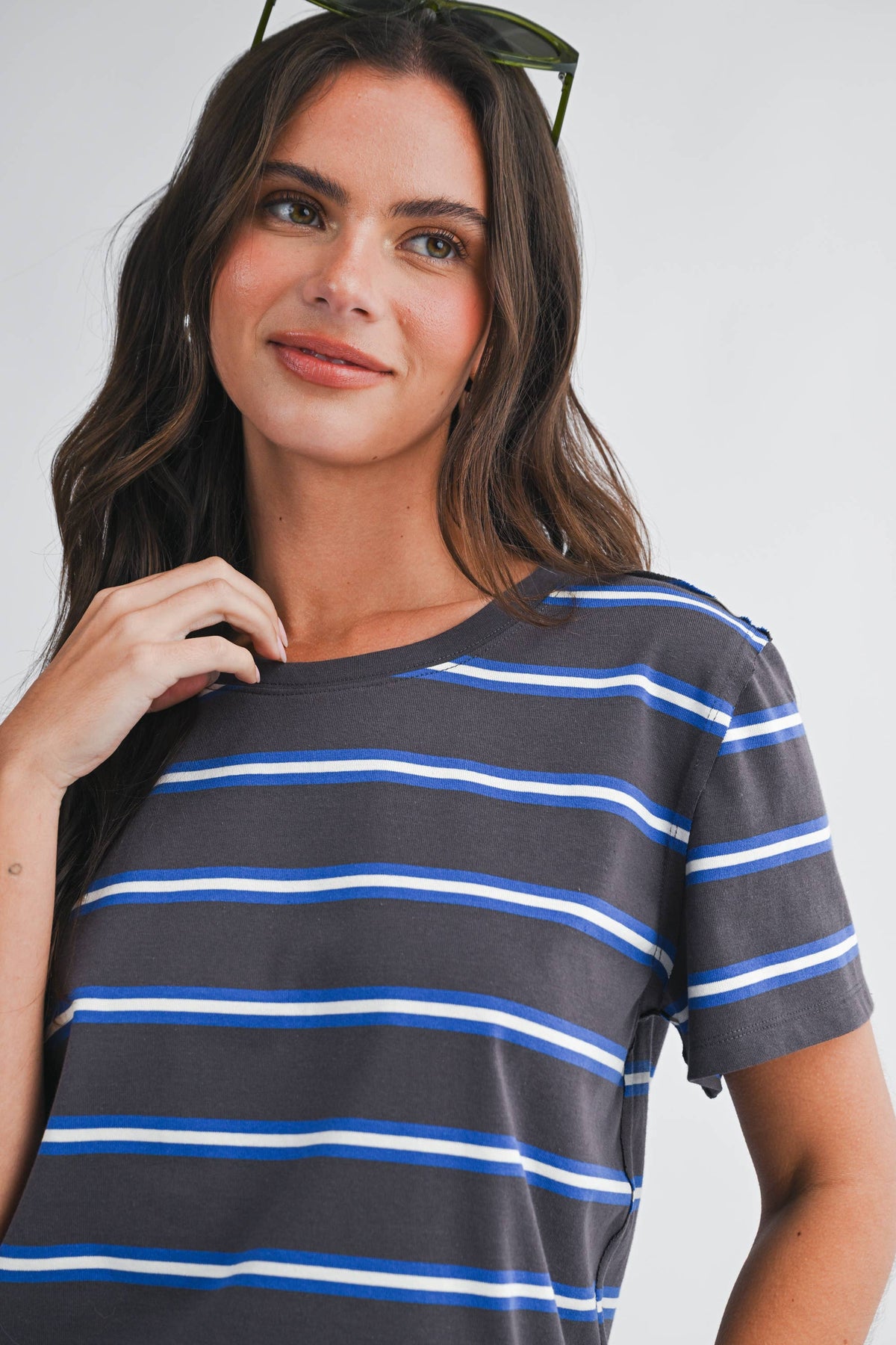 8510HN Striped Boxy Short Sleeve Tee