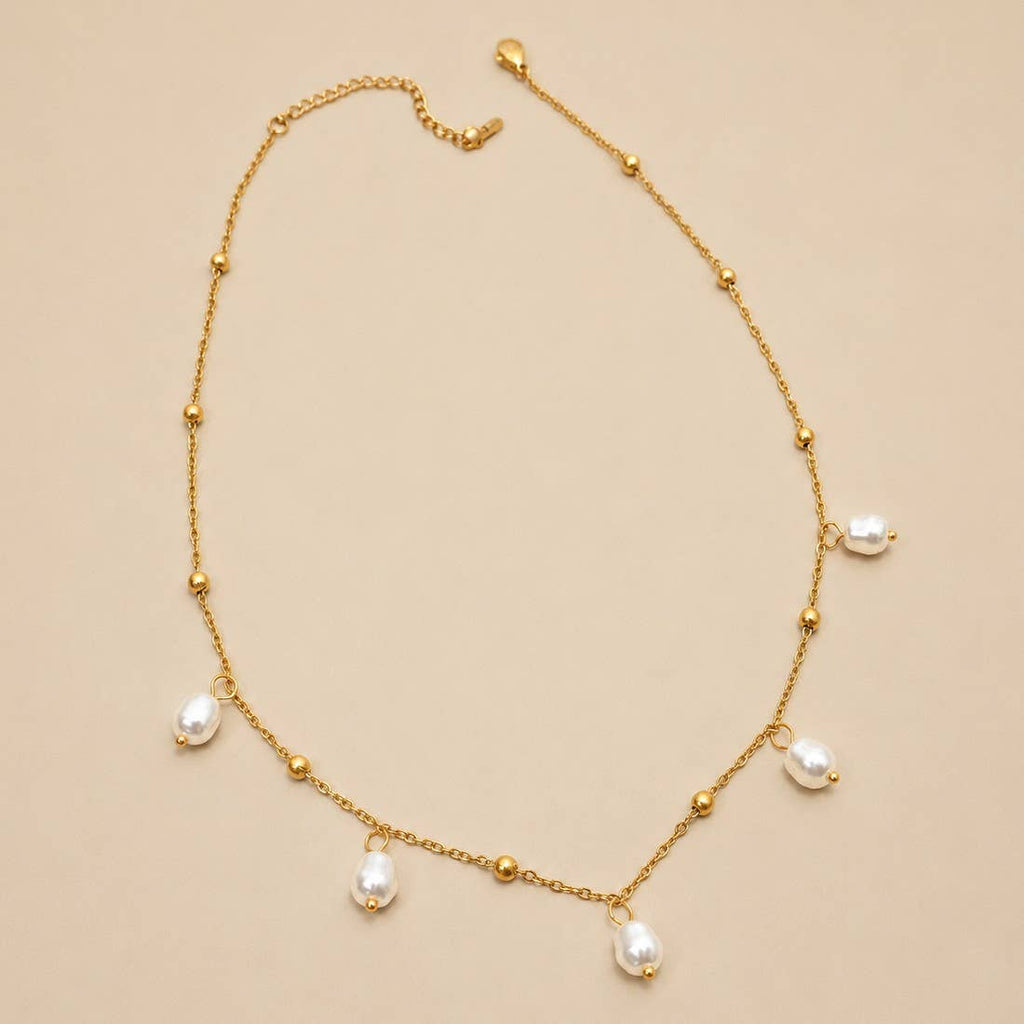 STAINLESS STEEL TARNISH FREE PEARL NECKLACE | 40NK9745