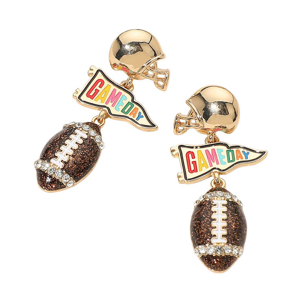 Gameday Football Helmet Drop Earrings