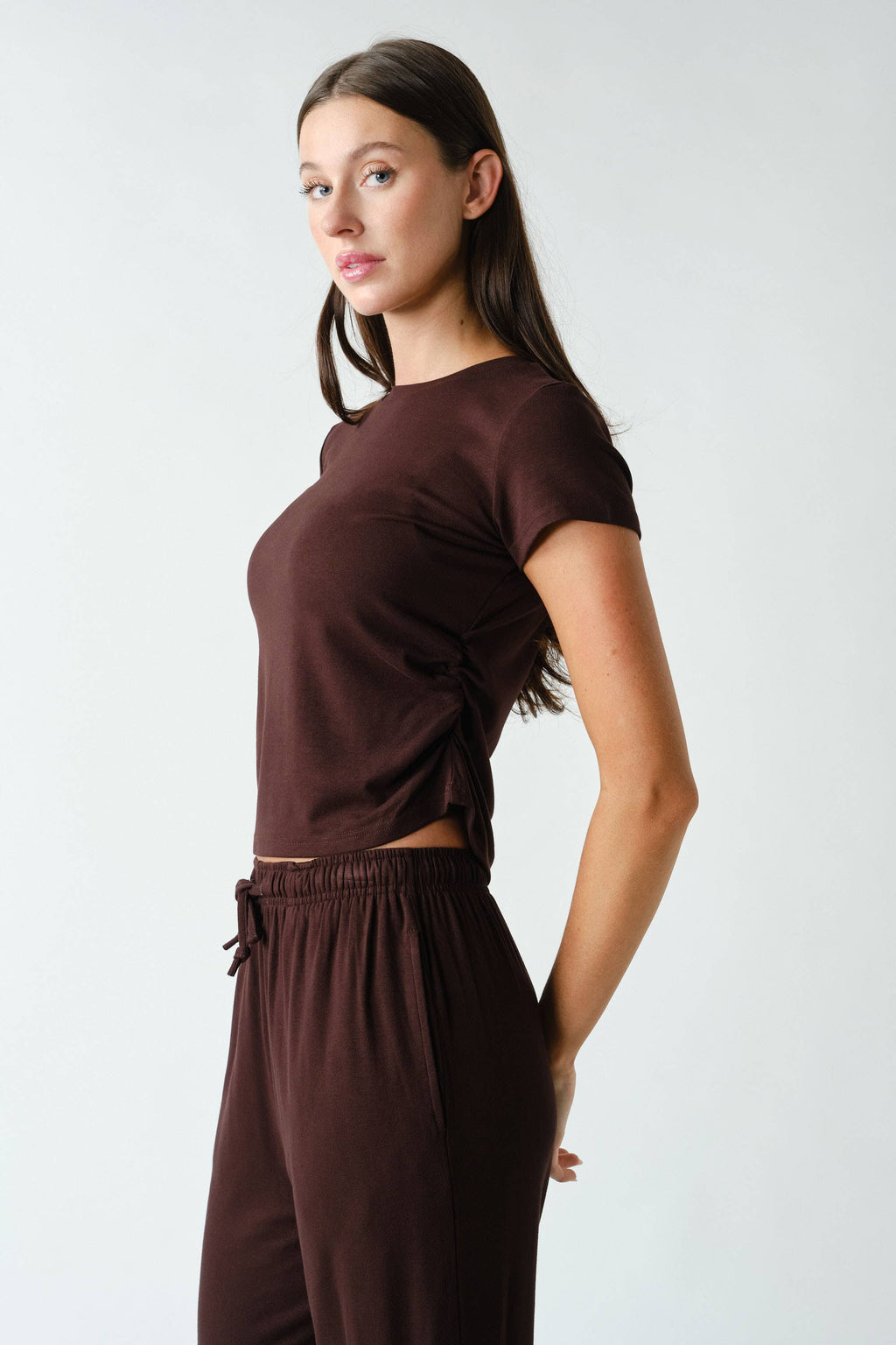 Marlow Short-Sleeve Ruched Two-Piece Set