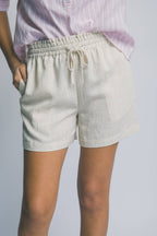 Striped Linen Blend Shorts