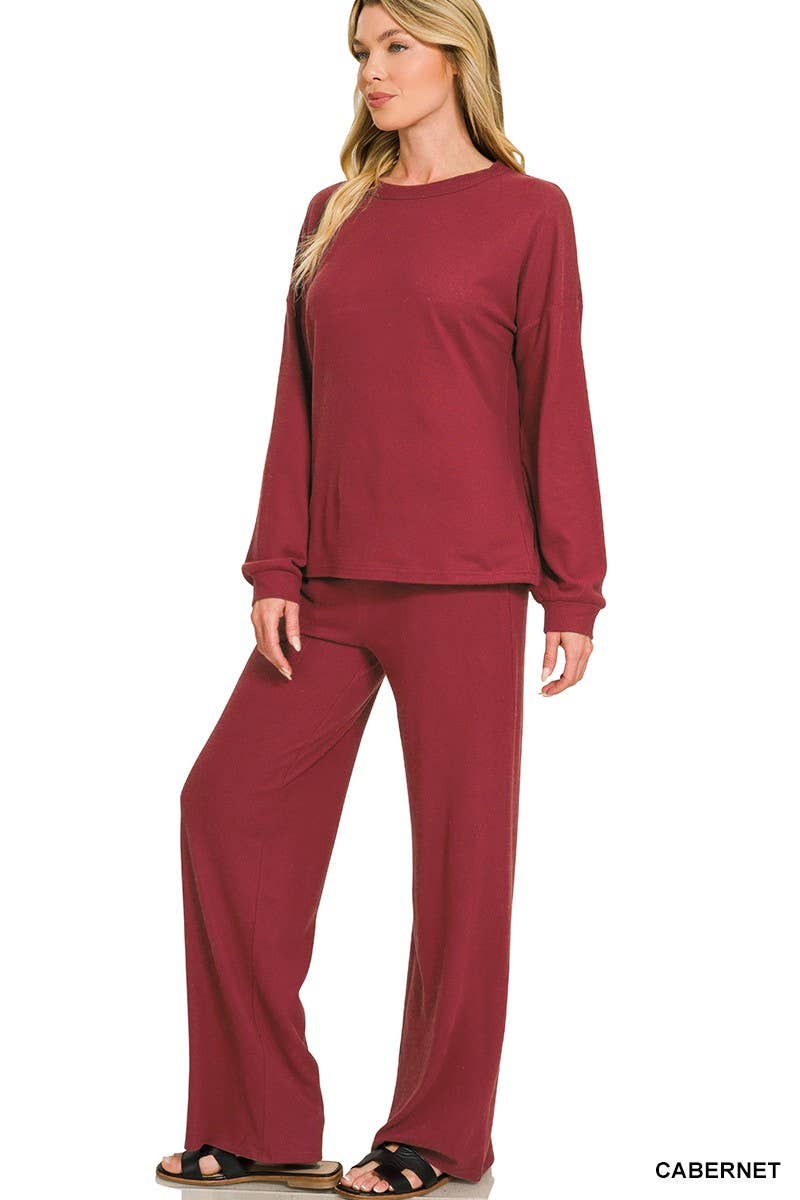 Soft Hacci Pullover And Pants Set