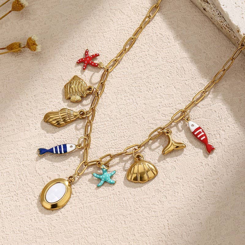 18K STAINLESS STEEL TARNISH FREE FISH NECKLACE | 40NK9533