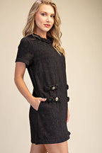 Round Neck Twist Trim Mini Dress