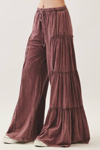 Mineral Washed Tiered Wide Leg Pants HP5033P1