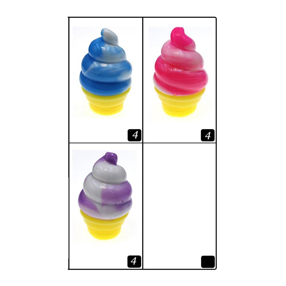 12PCS - Ice Cream Cone Squeeze Squishy Stress Relief Toy