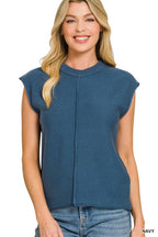 Center Seam Sleeveless Sweater
