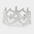 Textured metal starfish stretch bracelet