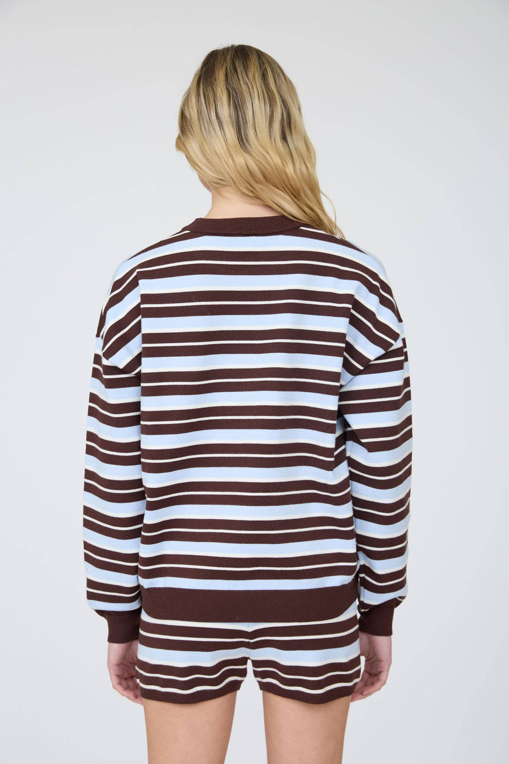 MULTI-COLOR STRIPE BOXY LONG SLEEVE KNIT TOP