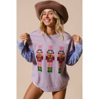 SEQUIN NUTCRACKERS VELVET SEQUIN WASHED PULLOVER