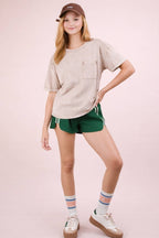 NP70720-Striped Trim Detail Activewear Shorts