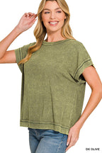 Ribbed Acid Washed Rayon Top