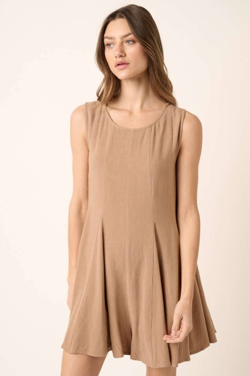 H30284-GODET DETAIL WIDE LEG ROMPER