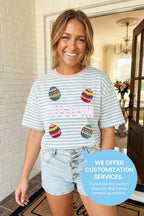 LAS Stripe Looks Contrast Drop Shoulder Loose Tee (S-4X)