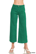 Mid Rise Wide Leg Cropped Color Denim Pants Zenana