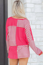 Stripe Patchwork Long Sleeve Tunic Top