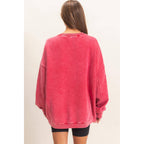 Acid Wash Crew Neck Long Sleeve Sweatshirt
