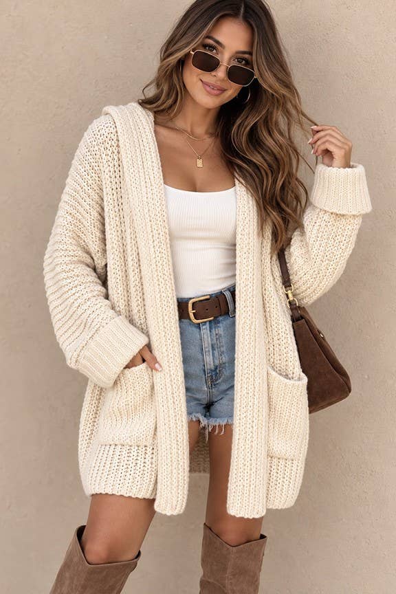 Chunky Knit Hooded Cardigan