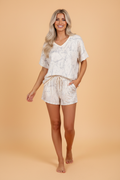 PRETTY BASH Camo V-Neck Loose Tee & Shorts Set