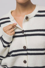 Striped Knit Crewneck Cardigan