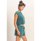 Burnout French Terry Sleeveless Top & Shorts Set