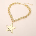 Metal Star Pendant Chunky Chain Necklace