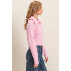 Ruffled Collar Knit Cardigan